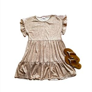 12 pm by Mon Ami Peach leopard babydoll dress